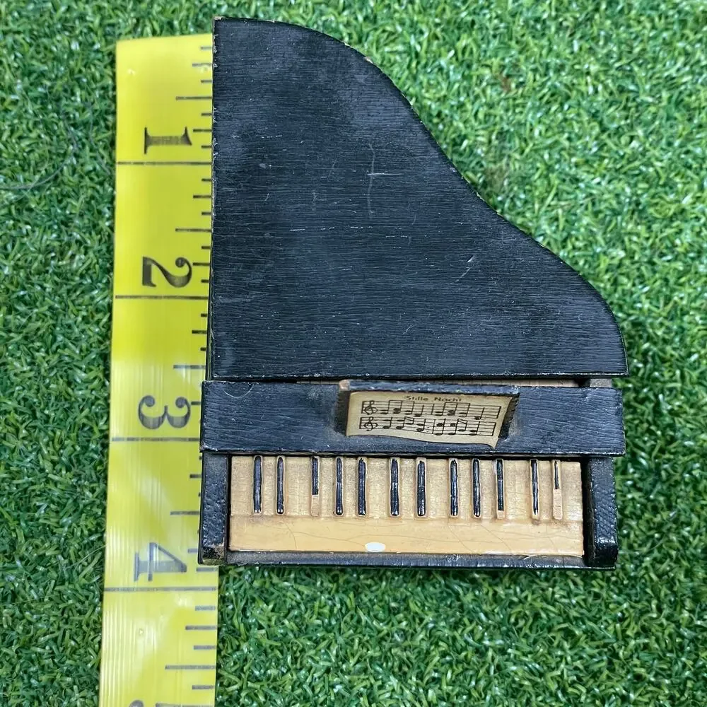 Vintage 1:12 Scale Black Wooden Grand Piano Dollhouse Miniature